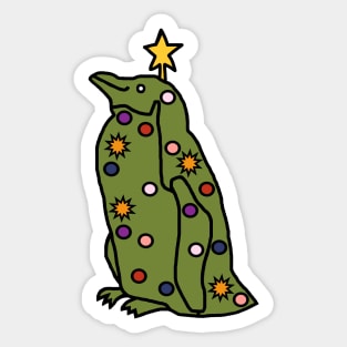 Funny Christmas Tree Penguin Sticker